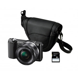 Sony A5000 Digitalkamera Hybrid 20,1 Megapixel, 3 x optischer Zoom schwarz + Objektiv 16 - 50 mm einziehbar, Schwarz + Transporttasche Weich lcs-emc + 8 GB Speicherkarte-21